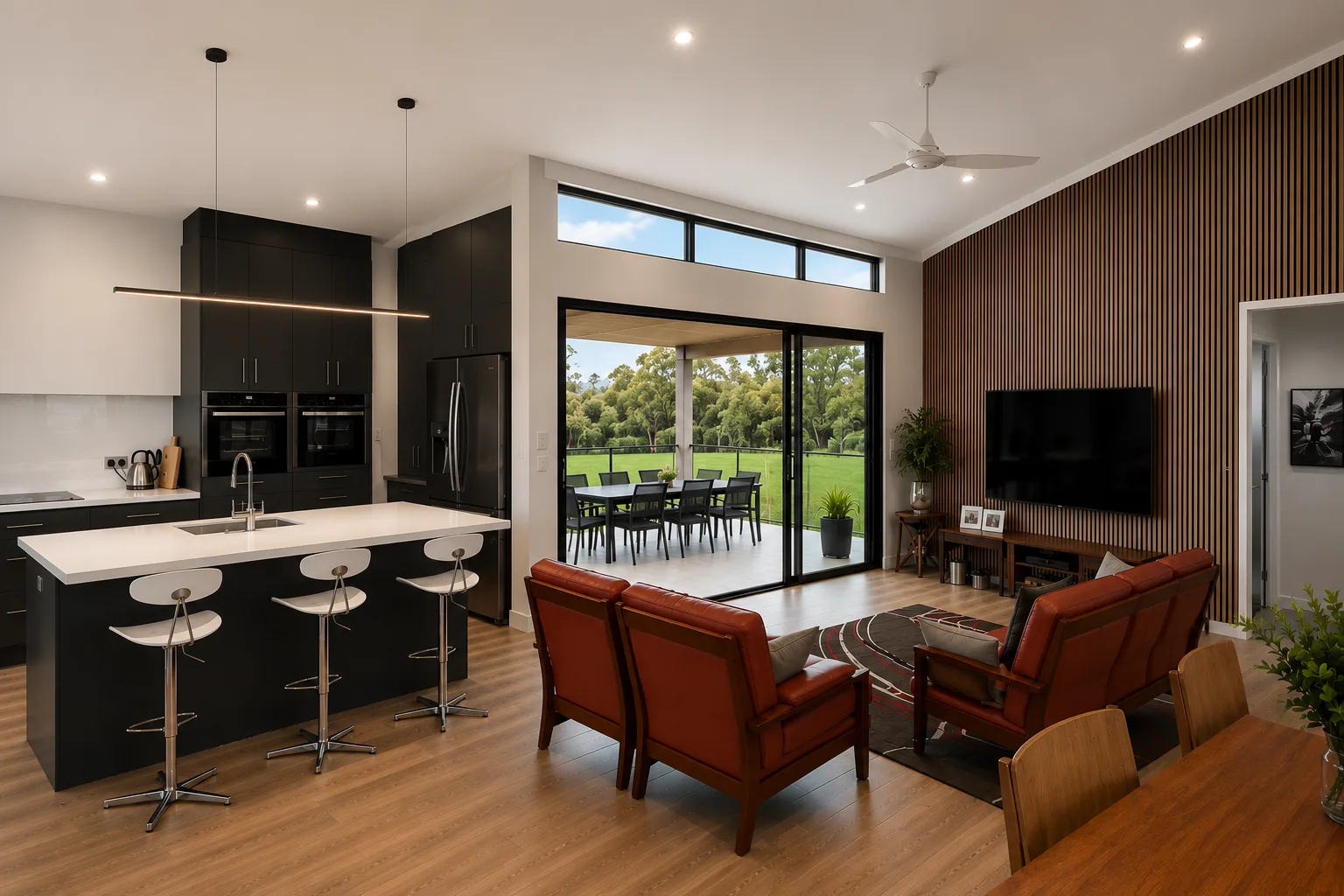 Finished interior of a modern modular home